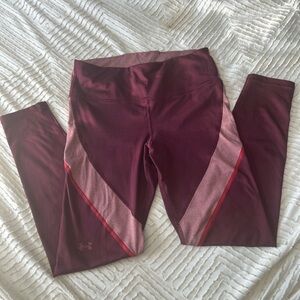 Under Armour Women’s Burgundy Athletic Leggings with Blush Pink Accent